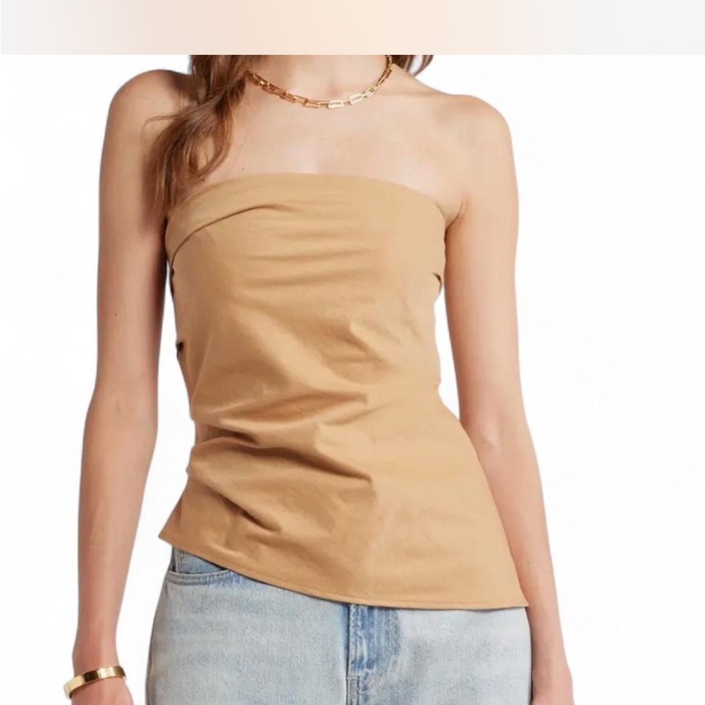NWOT Strapless Asymmetrical Open Edut Tan Top